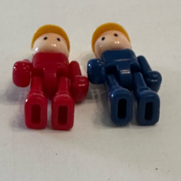 2 VTG Little People Construction Workers Hard Hat Action Figures Moving Joints - Picture 3 of 4